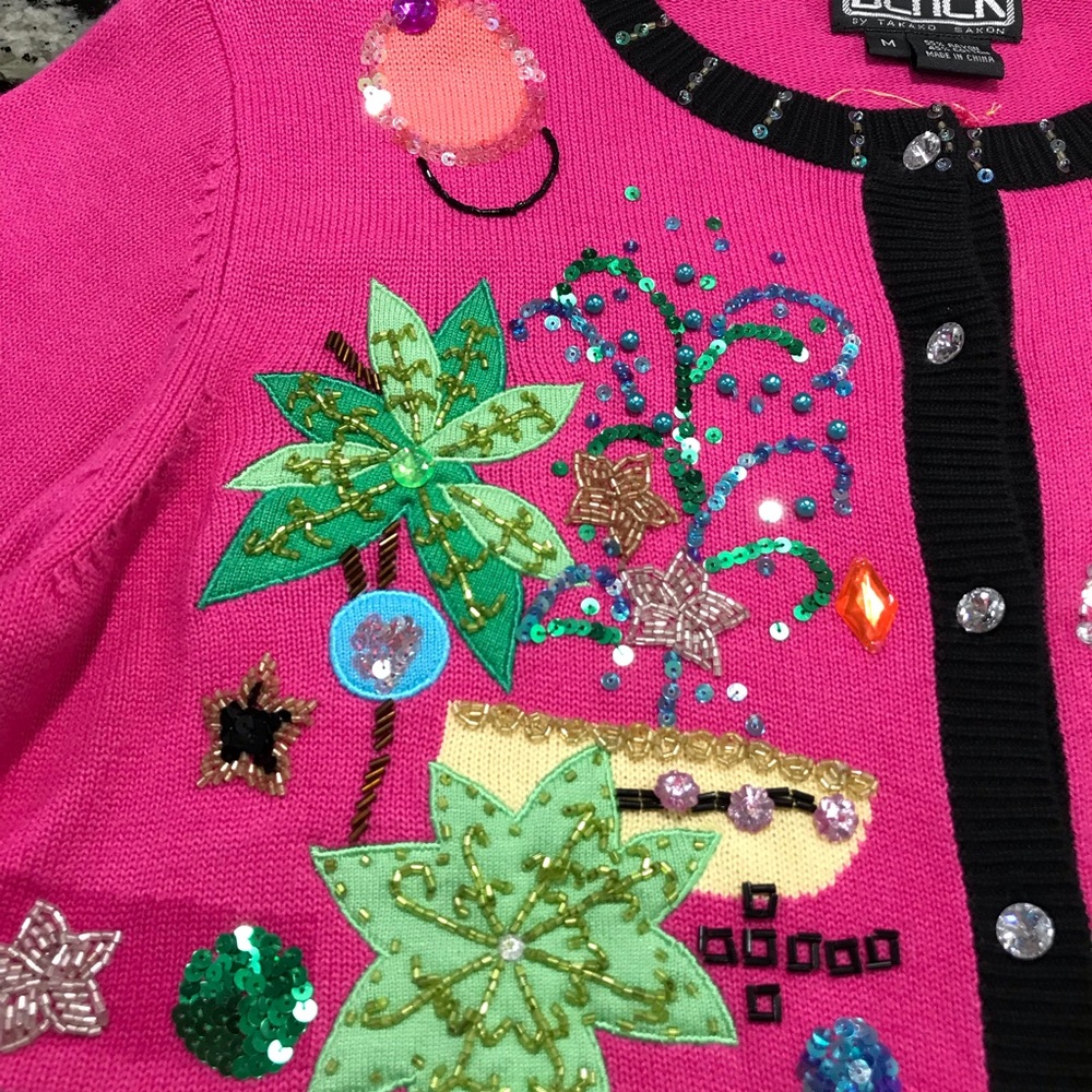Vintage Berek Las Vegas Casino Travel Cardigan Sweater ~ Women’s Medium NWT - Picture 8 of 13